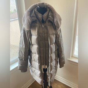 Michael Kors- Faux Fur Trim Quilted Puffer Coat